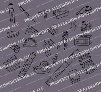 Preview of OFFICE SUPPLIES: Custom School Supplies Icons and Graphics B+W