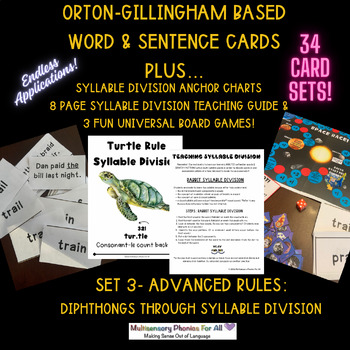 Preview of OG based Word & Sentence Cards & 3 Universal Board Games- Set 3 Grades 2-6+