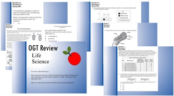 Preview of OGT (Ohio Graduation Test) Review organized by Benchmarks - Life Science