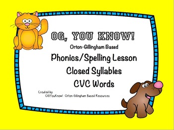 Preview of Orton-Gillingham Based Lesson Closed Syllable PROMETHEAN Flip Chart