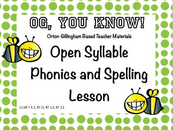 Preview of Orton-Gillingham Based Lesson Open Syllable PROMETHEAN Flip Chart