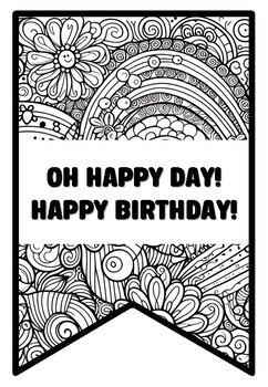 OH HAPPY DAY! HAPPY BIRTHDAY! 10 Rainbow Zentangle Coloring Pages