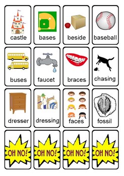 Oh No Articulation Game Cards For Medial S Words By Speech Therapy Tool Box