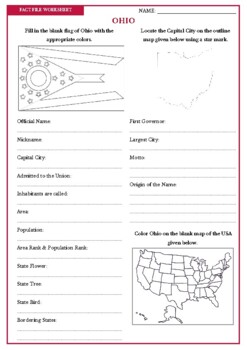 Preview of OHIO Fact File Worksheet - Research Sheet