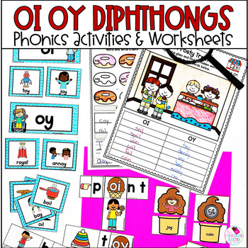 Preview of OI and OY Fun Phonics Worksheets and Centers
