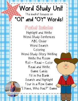 oi oy word study activities games worksheets by ford