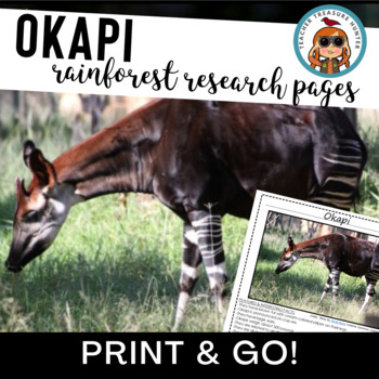 Preview of OKAPI Rainforest animals Research Pages for Rainforest Animal Report writing