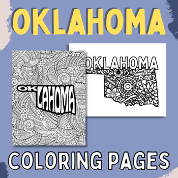 Preview of OKLAHOMA Coloring Pages (State Name / Shape & Floral Mandala)