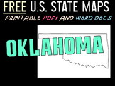 OKLAHOMA FREE PRINTABLE STATE MAP (IN PDF AND MS WORD FORMATS)