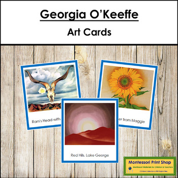 Preview of FREE Georgia O'Keeffe 3-Part Art Cards (color borders) - Famous Artist