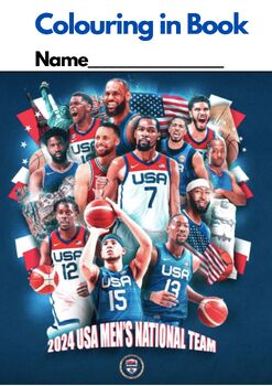 Preview of OLYMPIC 2024 USA Basketball Men's National Team, Colouring in Book, UK spelling
