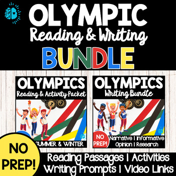 Preview of OLYMPICS READING AND WRITING ELA BUNDLE Passages Prompts Hands On Activities
