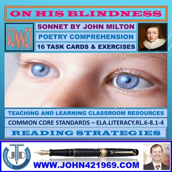 Preview of ON HIS BLINDNESS - MILTONIC SONNET - WORKSHEETS WITH ANSWERS