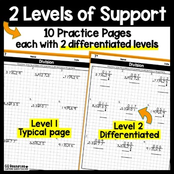 long division with decimals on graph paper by caffeine queen teacher