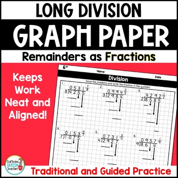 long division practice with remainders as fractions graph paper worksheets