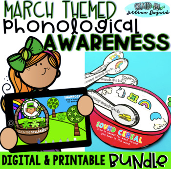 Preview of March Phonological Awareness Digital & Printable BUNDLE