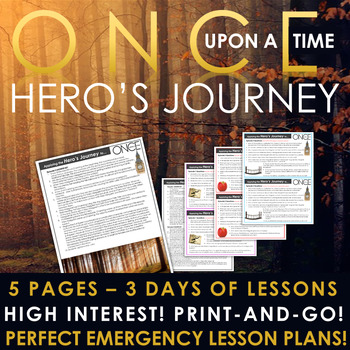 Preview of ONCE UPON A TIME & The Hero's Journey! - 3 DAYS of EMERGENCY PLANS, Grades 7-12