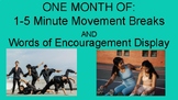ONE MONTH of Movement Breaks for Grades 5-12 and Words of 
