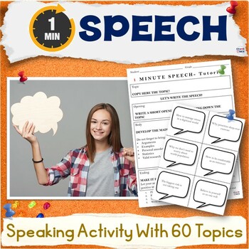 Preview of ONE Minute Speech Writing Guide, Middle School Fun Public Speaking Activity