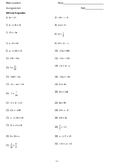 ONE-STEP EQUATIONS - 110  MULTIPLE CHOICE QUESTIONS + ASNWER KEY