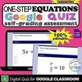 ONE-STEP EQUATIONS Digital Assessment  | Google Classroom 