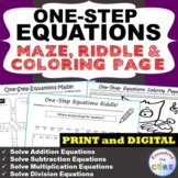 ONE-STEP EQUATIONS Maze, Riddle, Coloring | Google Classroom | Print and Digital