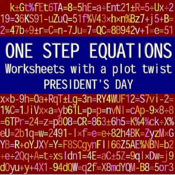 Preview of ONE STEP EQUATIONS - PRESIDENT'S DAY WORKSHEETS
