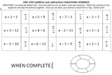 ONE-STEP (addition and subtraction) EQUATIONS DOMINOS 0-15