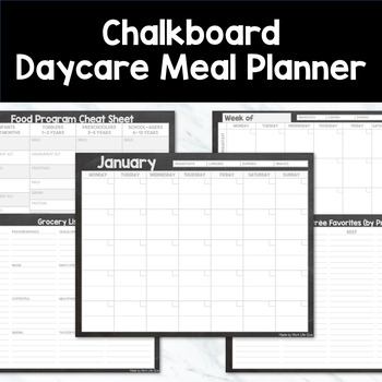 Preview of ONE-STOP Daycare Meal Planner - Chalkboard Style