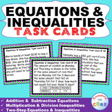 EQUATIONS & INEQUALITIES Word Problems - Task Cards {40 Cards}