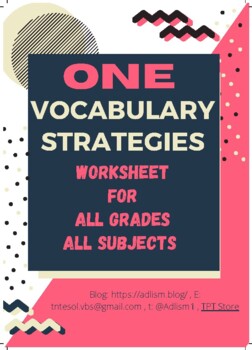 Preview of ONE Vocabulary Strategies Worksheet For All Grades and All Subjects
