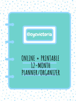 Preview of ONLINE EDITABLE 12-MONTH ORGANIZER/PLANNER!! 