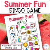 Summer Bingo Game | Last Week of School Activity