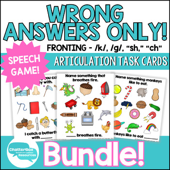 Preview of ONLY WRONG ANSWERS Fronting Bundle - K, G, Sh Sentences - Speech Therapy Game