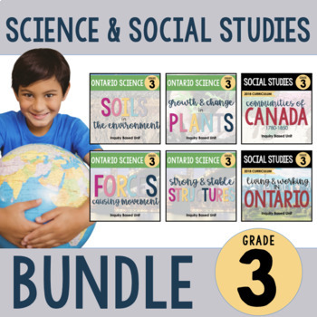 Preview of ONTARIO Grade 3 Science and Social Studies FULL YEAR Bundle w Inquiry Projects