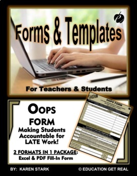 Preview of OOPS FORM TEMPLATE (EXCEL & PDF FILLABLES) "Forms for Submission of Late Work"