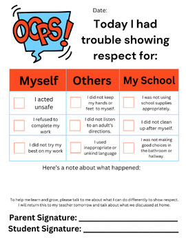 Preview of OOPS! Paper - Student Reflection Form