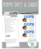 OOPS Sheet - OOPS Cards - Think Sheet - Behavior Management
