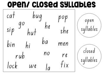 OPEN AND CLOSED SYLLABLE ACTIVITY FREEBIE by PREPPING FOR PREP | TpT