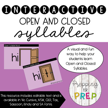 Preview of OPEN AND CLOSED SYLLABLES INTERACTIVE RESOURCE (OPEN DOORS AND CLOSED DOORS)