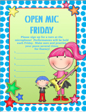 OPEN MIC FRIDAY Sign-up Sheet (Fluency Practice)