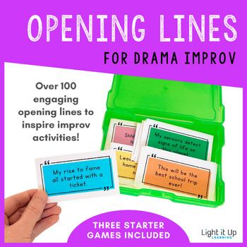 Preview of OPENING LINES Drama Improv Task Cards (Junior/Intermediate/High School)
