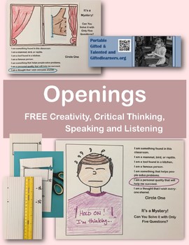 Preview of OPENINGS:  FREE Creativity Critical Thinking FUN! Enrichment GATE