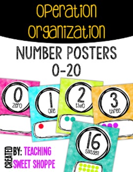 Preview of OPERATION ORGANIZATION:  Bright Number Posters 0-20!