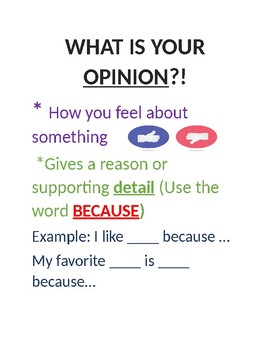 Preview of OPINION ANCHOR CHART