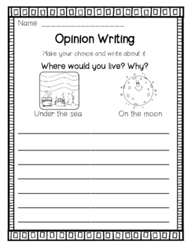 OPINION Writing Prompts by Cuckoo 4 Kinder | TPT