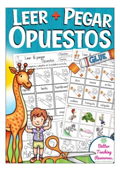 Preview of OPUESTOS Cut & Glue (leer & pegar), Spanish  opposites vocabulary