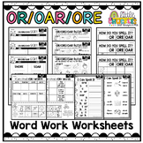 OR, ORE, OAR Word Work Worksheets with a freebie!