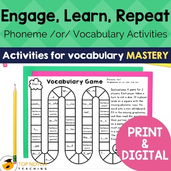 Preview of OR Sound Vocabulary Worksheets: AW AU OR ORE OAR | Phoneme /or/ Print & Digital