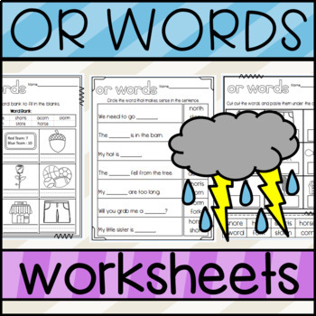OR Words Worksheets by Designed by Danielle | Teachers Pay Teachers